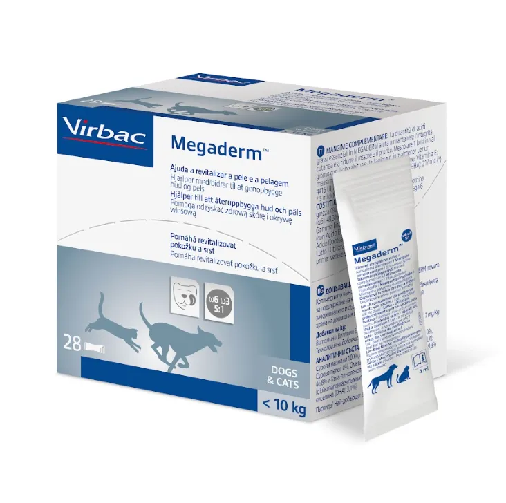 VIRBAC Megaderm 28x4 ml Suplement Diety Dla Psów I Kotów Do 10kg Na Problemy Skórne