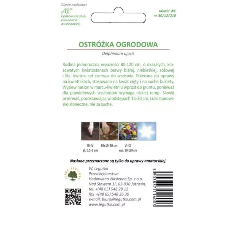 Nasiona Ostróżka Ogrodowa Mieszanka Kwiatów Wieloletnich GARDIVA 1,5 g