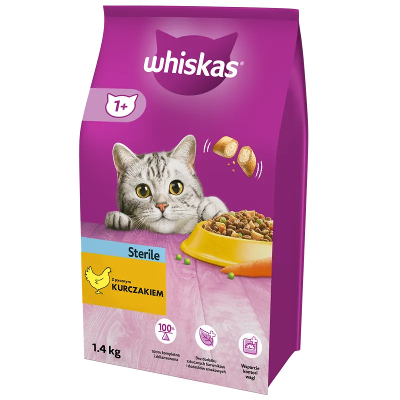 WHISKAS Sterile 1,4kg - Sucha Karma Dla Kotów Po Sterylizacji Z Kurczakiem