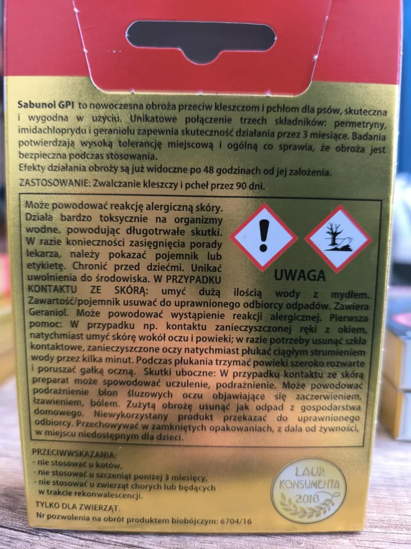 Laboratorium DermaPharm Sabunol Obroża Przeciw Pchłom I Kleszczom Dla Psa 50cm - Czerwona