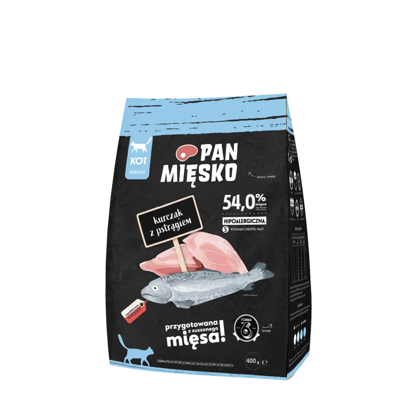 PAN MIĘSKO Sucha Karma Dla Kota – Kurczak Z Pstrągiem, 400 g