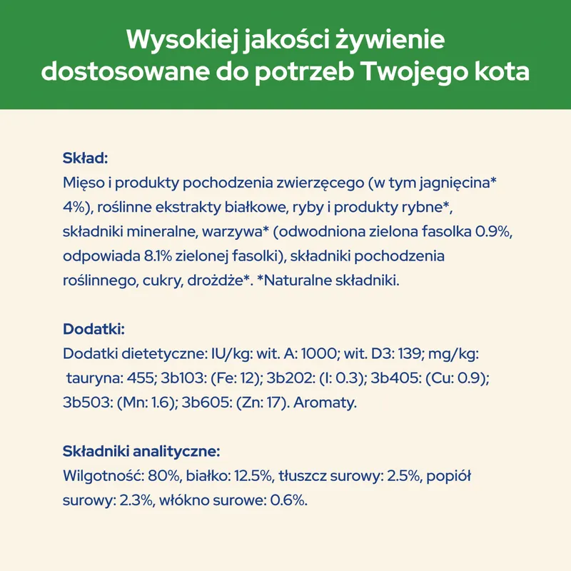 Purina Cat Chow Sterilised Karma Z Jagnięciną I Zieloną Fasolką W Sosie 85g