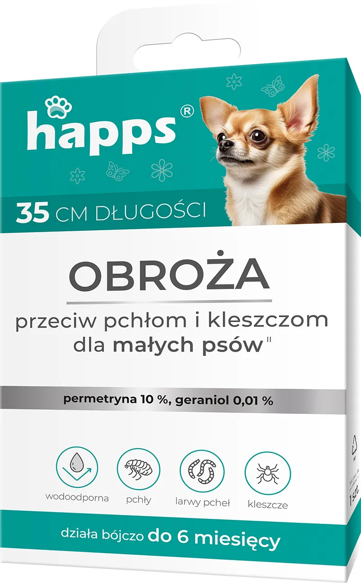 Bros Happs Obroża Przeciw Pchłom I Kleszczom Dla Małych Psów 35cm