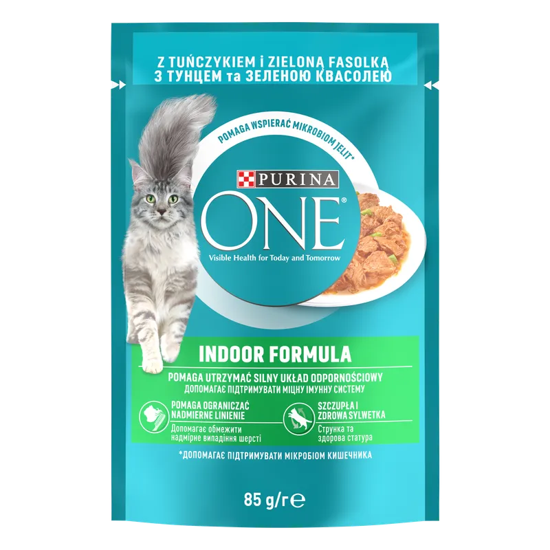 Purina One Indoor Formula Karma Dla Kota Z Tuńczykiem I Zieloną Fasolką 85g