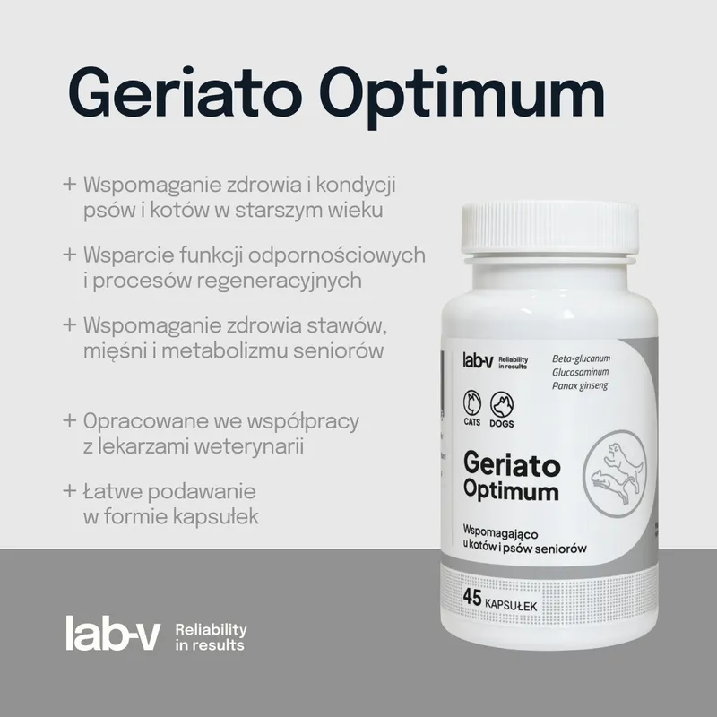 Lab-V Geriato Optimum Wspomaganie Zdrowia Seniorów Dla Psów I Kotów 45 Kapsułek