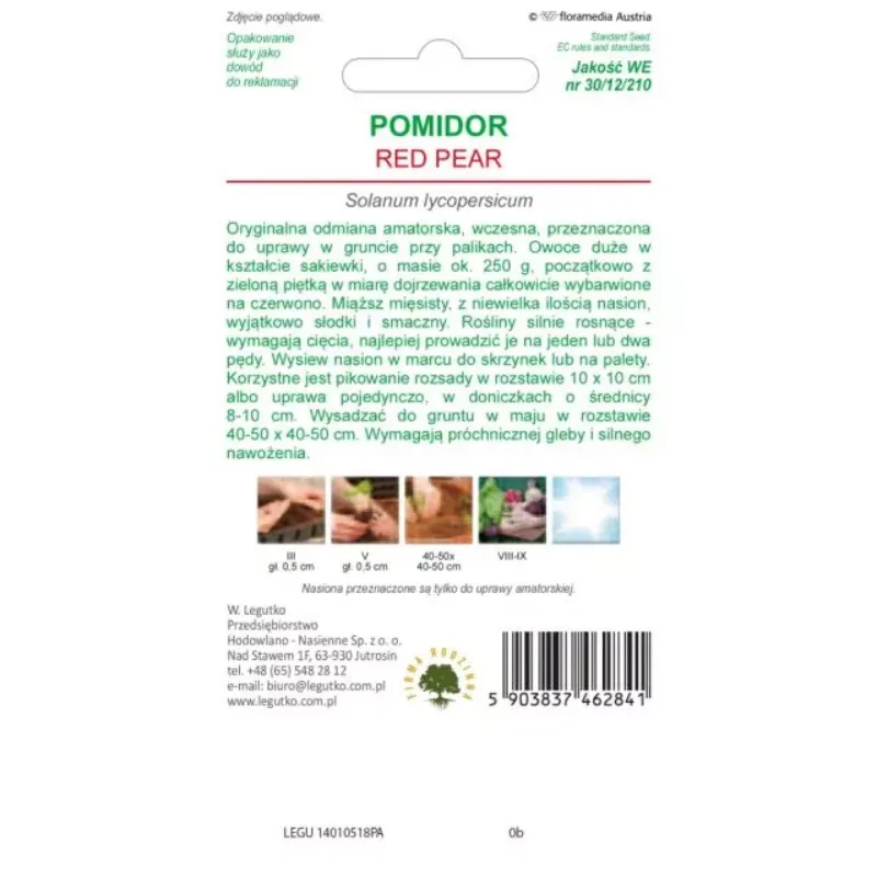 Nasiona Pomidora Gruntowego Red Pear Średnio Wczesne GARDIVA 0,50 - Czerwone