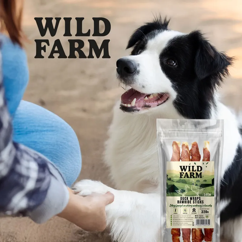 Przysmak Dla Psa Patyk Ze Skóry Wołowej Z Kaczką Naturalny ZOOJOY 28 cm