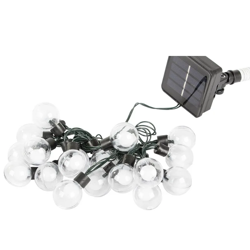 Lampki Solarne Ogrodowe Girlanda 20 LED Z Czujnikiem Zmierzchu