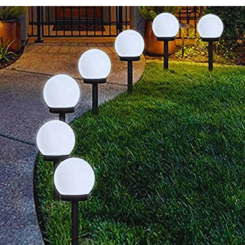 4X Lampa Solarna Ogrodowa Kula Wbijana 10 cm - Biała