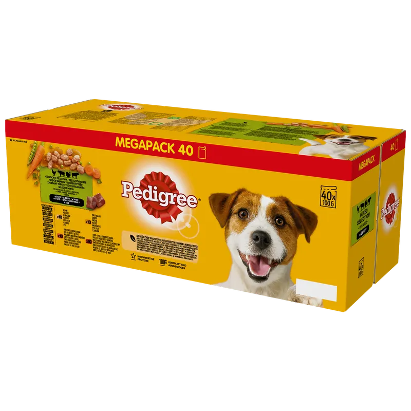 Pedigree Mokra Karma Dla Dorosłych Psów Saszetka Mix Smaków (Z Kurczakiem I Warzywami, Z Wołowiną I Warzywami, Z Indykiem I Marchewką, Z Wołowiną I Jagnięciną) 40x100g