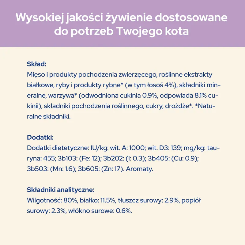 Purina Cat Chow Sensitive Karma Z Łososiem I Cukinią W Sosie 85g