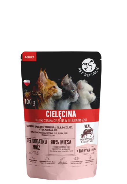 PetRepublic Drobno Siekane Kawałki W Delikatnym Sosie Cielęcina 100g Dla Kota