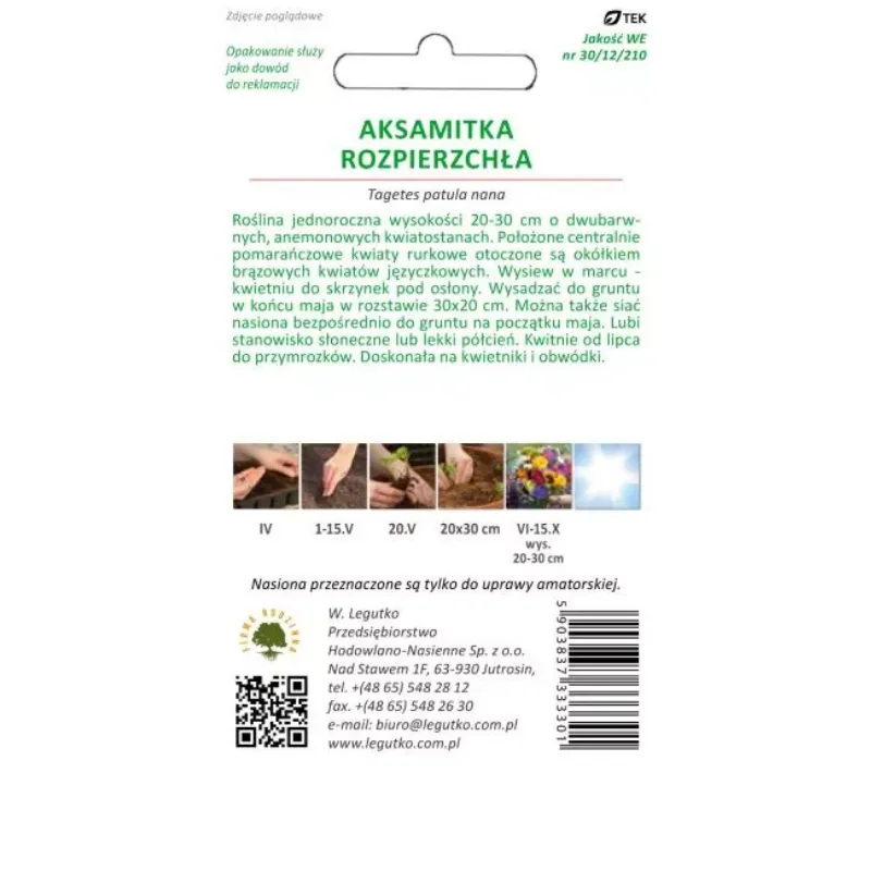 Nasiona Aksamitka Rozpierzchła Pomarańczowo Brązowa GARDIVA 1,5 g