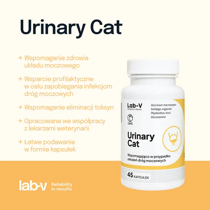 Lab-V Urinary Cat Wsparcie Układu Moczowego Dla Kotów 45 Kapsułek