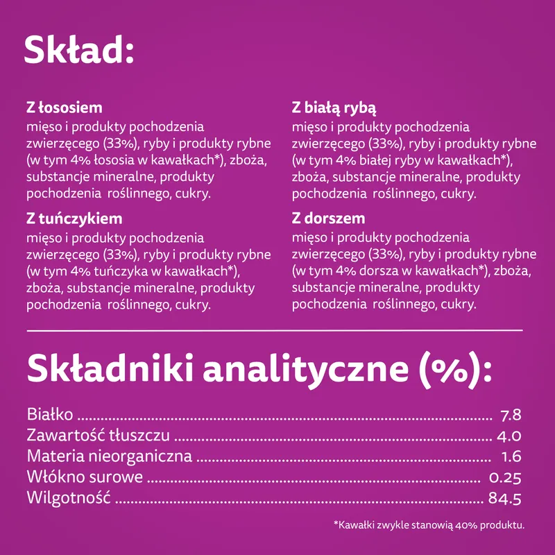 Whiskas Adult Saszetki 40 x 85g Rybne Przysmaki - Mokra Karma Dla Kota