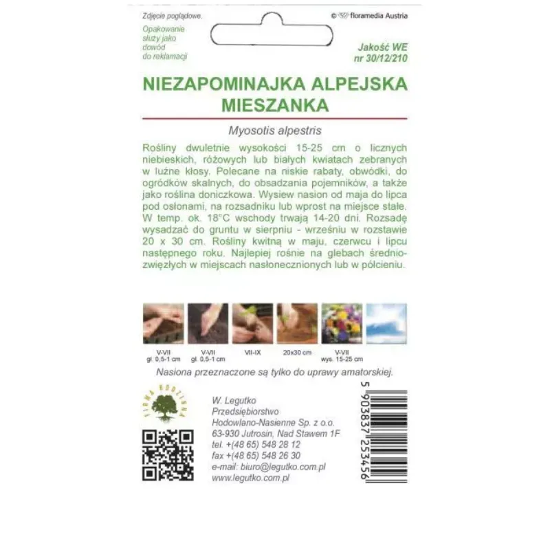 Nasiona Niezapominajki Alpejskiej Mieszanka Kolorów GARDIVA 0,5 g