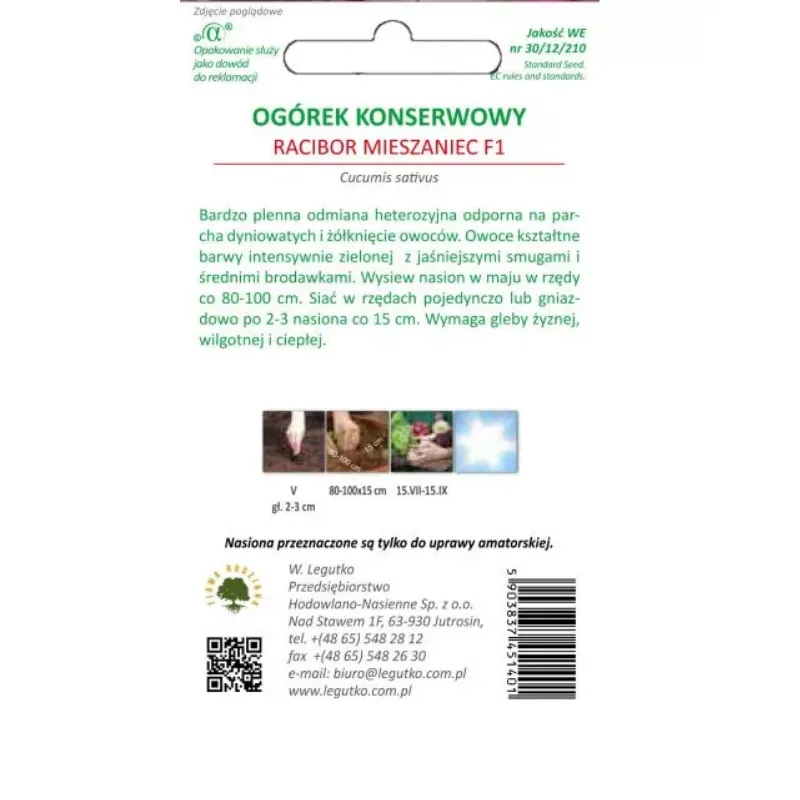Ogórek Gruntowy Konserwowy Racibor F1 Średnio Wczesny GARDIVA 5 g