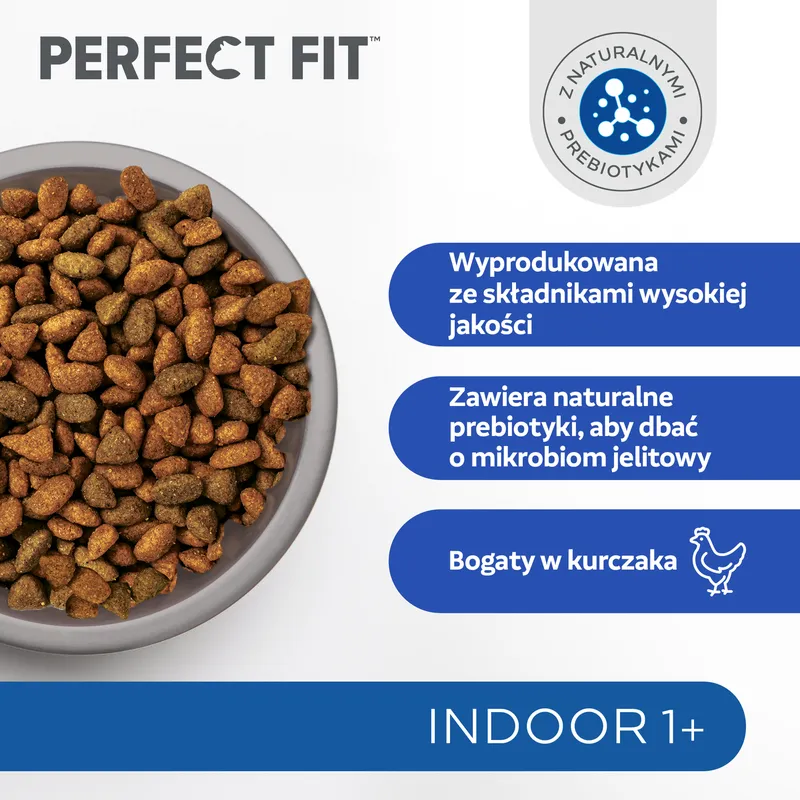 Perfect Fit™ - Sucha Karma Pełnoporcjowa Dla Dorosłych Kotów Niewychodzących, Bogata W Kurczaka 7kg