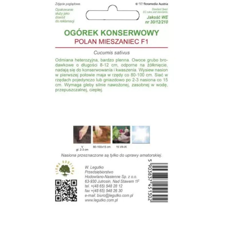 Nasiona Ogórka Gruntowego Konserwowego Polan F1 Średnio Wczesne GARDIVA 5 g