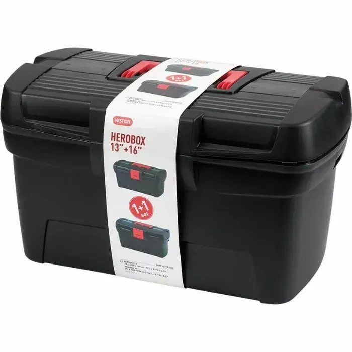 Curver Herobox Basic Zestaw Skrzynki Narzędziowe 13"+16" - Czerwono-Czarna
