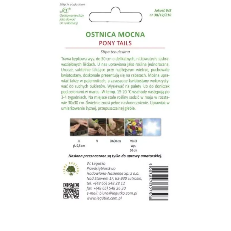 Nasiona Ostnicy Mocnej Pony Tails Stipa Tenuissima GARDIVA 0,05 g - Zielona