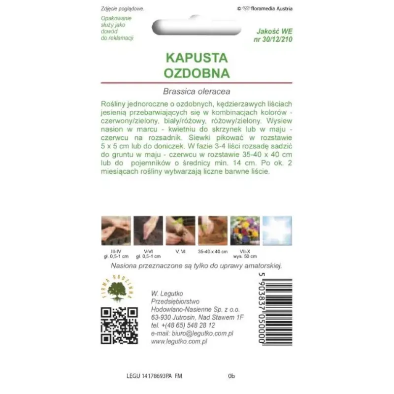 Kapusta Ozdobna Mieszanka Nasiona Kwiatów Ogrodowych GARDIVA 1,5 g