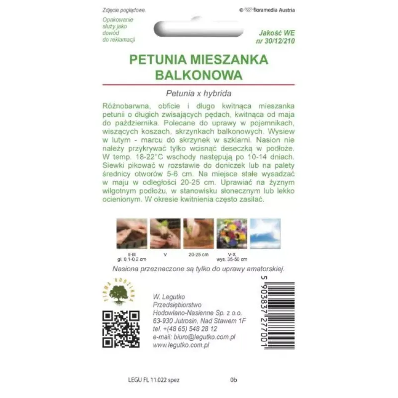 Petunia Ogrodowa O Pędach Zwisających Mieszanka Balkonowa GARDIVA 0,10 g