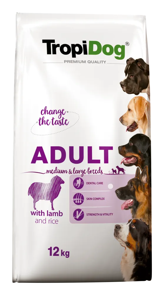 Tropidog Premium Adult Medium & Large Breed Jagnięcina Z Ryżem 12kg