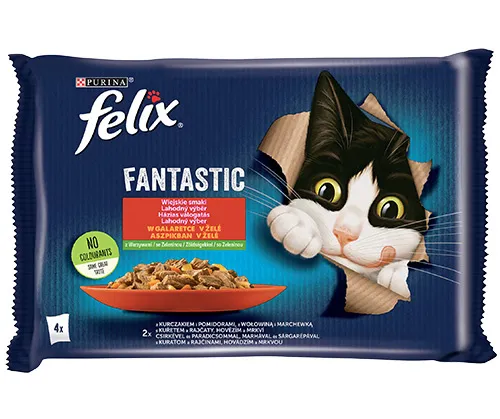 Felix Fantastic W Galaretce Z Kurczakiem I Wołowiną 4x85g