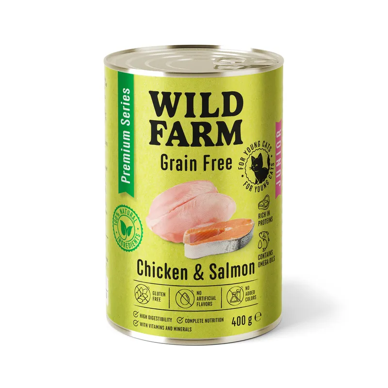 Karma Dla Kociąt Bezzbożowa Kurczak I Łosoś ZOOJOY Wild Farm 400 g