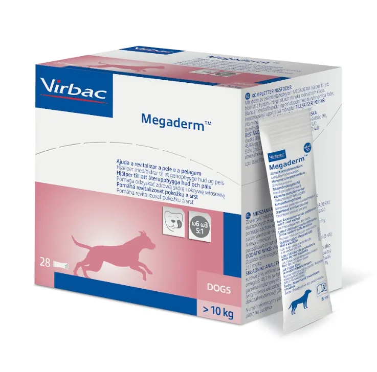 Virbac Megaderm 28x8 ml Suplement Diety Dla Psów 10-30 kg Na Problemy Skórne