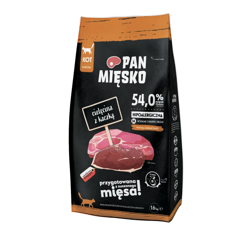 PAN MIĘSKO Cielęcina Z Kaczką M Dla Kota 1,6kg