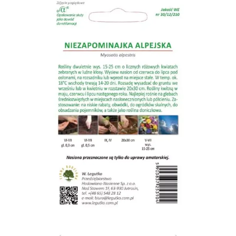 Niezapominajka Alpejska – Nasiona - Różowa