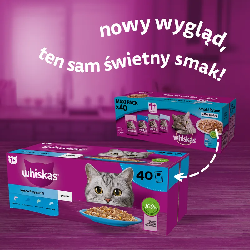 Whiskas Adult Saszetki 40 x 85g Rybne Przysmaki - Mokra Karma Dla Kota