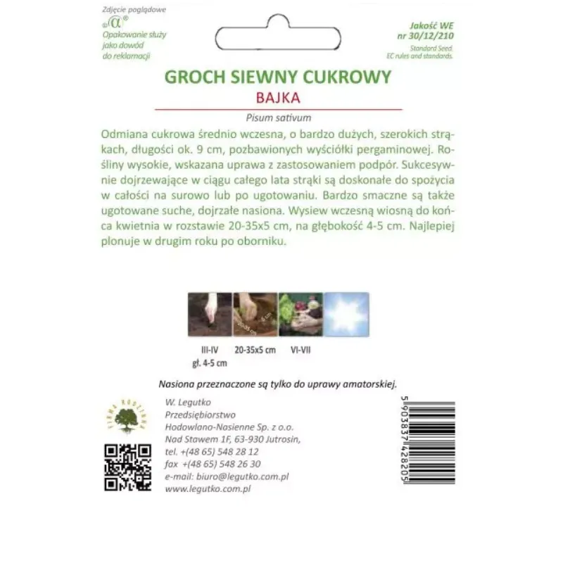 Groch Cukrowy Bajka Odmiana Późna Warzywa Ogrodowe GARDIVA 40 g