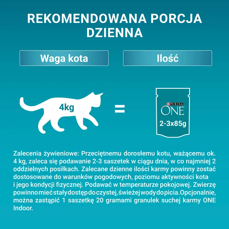Purina One Indoor Formula Karma Dla Kota Z Tuńczykiem I Zieloną Fasolką 85g