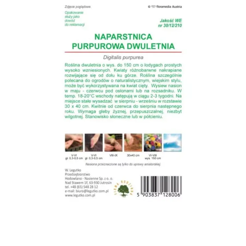 Naparstnica Mieszanka Nasion Kwiatów Ogrodowych GARDIVA 0,5 g - Purpurowa
