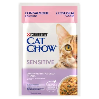 Purina Cat Chow Sensitive Karma Z Łososiem I Cukinią W Sosie 85g