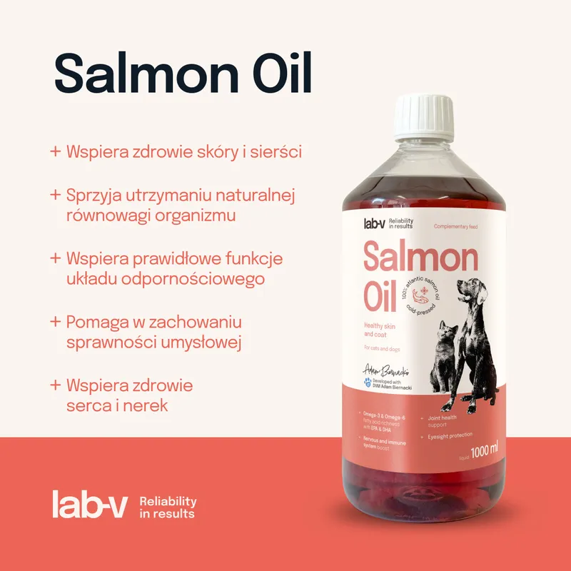 Olej Z Łososia Dla Psa I Kota 100% Naturalny ZOOJOY 1000 ml Butelka