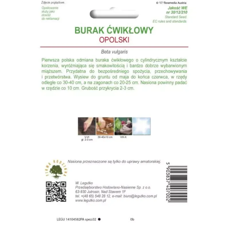 Burak Ćwikłowy Opolski Korzeń Cylindryczny Nasiona GARDIVA 20 g