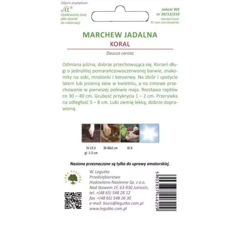 Nasiona Marchwi Koral Odmiana Późna Warzywne Ogrodowe GARDIVA 5 g