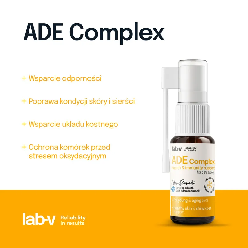 Lab-V ADE Complex Kompleks Witamin A, D I E W Formie Spreju Dla Psów I Kotów 2 x 10ml