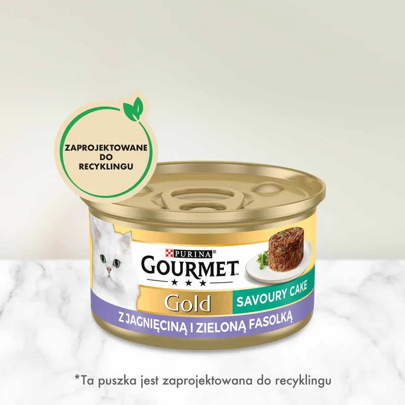 Purina Gourmet Gold Savoury Cake Z Jagnięciną I Zieloną Fasolką 85g