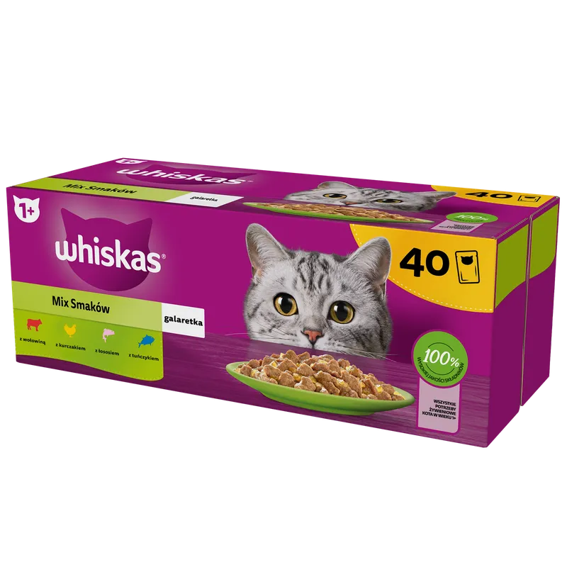 Whiskas Adult Saszetki 40 x 85g Mix Smaków - Mokra Karma Dla Kota