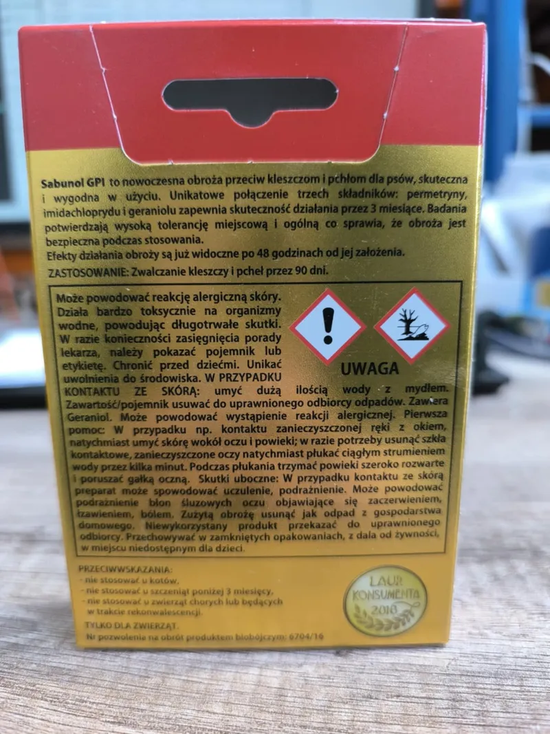 Laboratorium DermaPharm Sabunol Obroża Przeciw Pchłom I Kleszczom Dla Psa 75cm - Szara