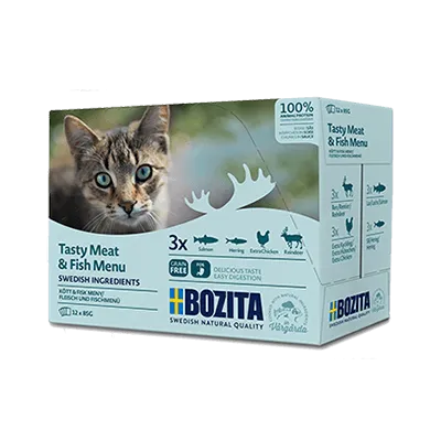 BOZITA Multibox Mix Mięsno-Rybny W Sosie Dla Kota, Saszetki 12 x 85 g