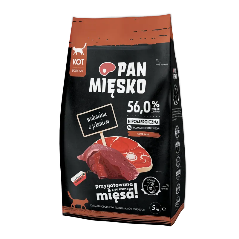 PAN MIĘSKO Wołowina Z Jeleniem M 5kg Dla Kota