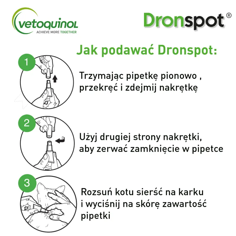 Vetoquinol Dronspot Roztwór Do Nakrapiania Dla Małych Kotów 0,5–2,5 kg 30 MG/7,5 Mg 2x0,35 ml