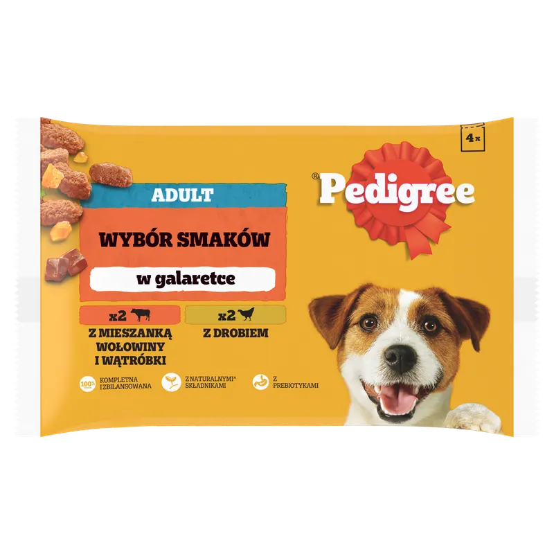 Pedigree Mokra Karma Dla Dorosłych Psów W Galaretce (Z Wołowiną, Z Drobiem) 4x100g