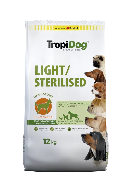 Tropidog Premium Light Sterilised Kurczak Z Ryżem 12kg